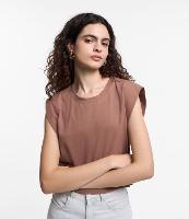 Blusa sem Manga em Algodão Efeito Ombreira - 1