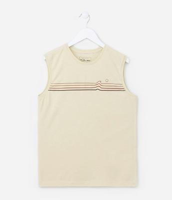 Regata Infantil com Estampa de Listras Triplas - Tam 5 a 14 anos