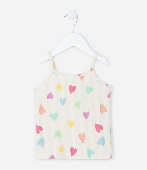 Regata Infantil Canelada com Estampa de Corações - Tam 1 a 5 anos - 1