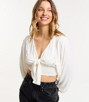 Blusa Cropped Texturizada com Nózinho no Busto - 1