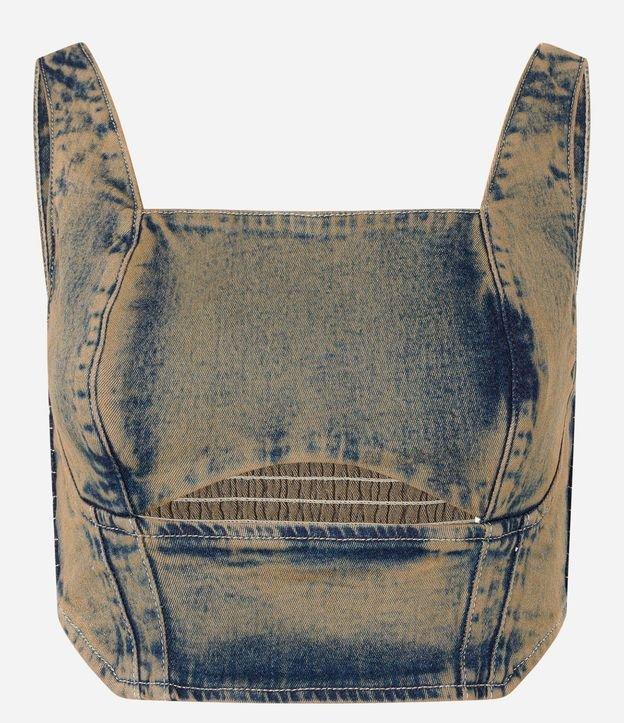 Top de Alça em Jeans Dirty Washed com Lastex - 1