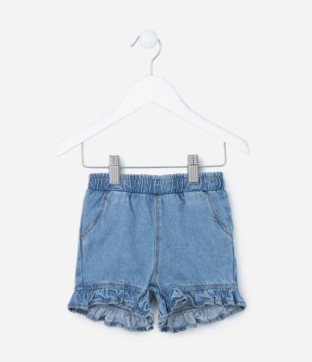 Short Infantil em Jeans com Babado na Barra - Tam 3 a 24 meses - 1