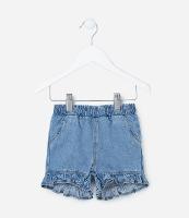 Short Infantil em Jeans com Babado na Barra - Tam 3 a 24 meses - 1