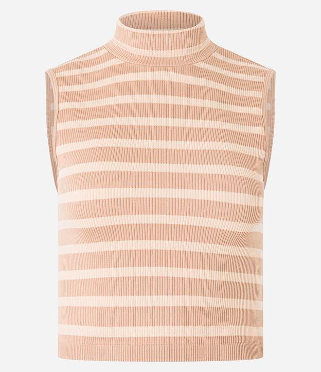 Blusa sem Manga em Seamless com Golinha Alta e Listras - 2