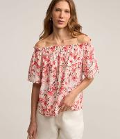 Blusa Ombro a Ombro em Viscose com Estampa Floral - 1