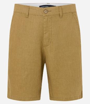 Bermuda em Linho com Abotoamento e Passantes no Cós