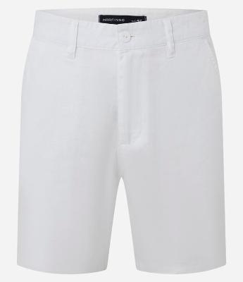 Bermuda em Linho com Abotoamento e Passantes no Cós