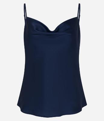 Blusa de Alcinha em Tecido Acetinado com Decote Degagê