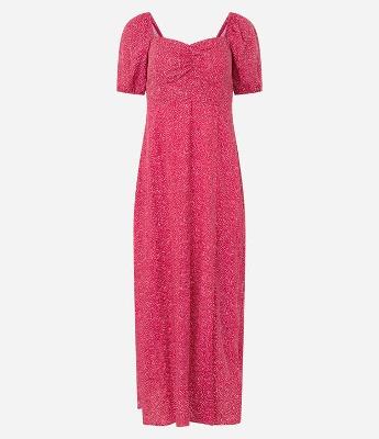 Vestido New Midi em Viscose Poá com Amarração nas Costas