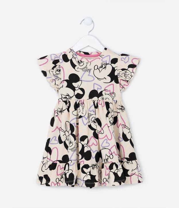 Vestido Infantil em Algodão com Babados e Estampa Minnie - Tam 1 a 6 anos - 1