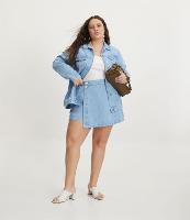 Short Saia Jeans com Botões e Transpasse Curve & Plus Size - 1