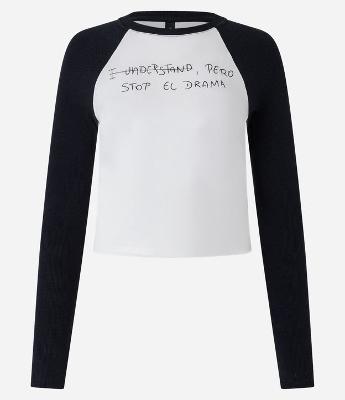 Blusa em Algodão com Mangas Raglan e Lettering Frontal