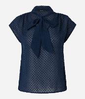 Blusa em Crepe com Laço de Chiffon na Gola e Texturas - 1