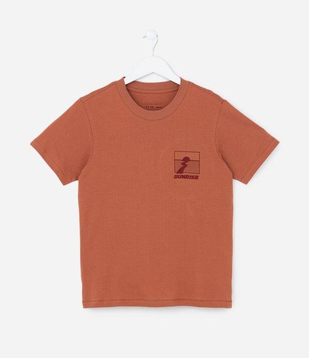 Camiseta Comfort Infantil em Algodão com Bordado no Peito - Tam 5 a 14 anos - 1