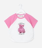 Blusa Infantil em Cotton com Franzido Lateral e Estampa Puff de Ursinho - Tam 5 a 14 anos - 1