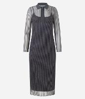 Vestido Longo em Tule Metalizado e Gola Polo - 2