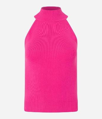 Blusa Básica em Viscose Canelada com Gola Halter