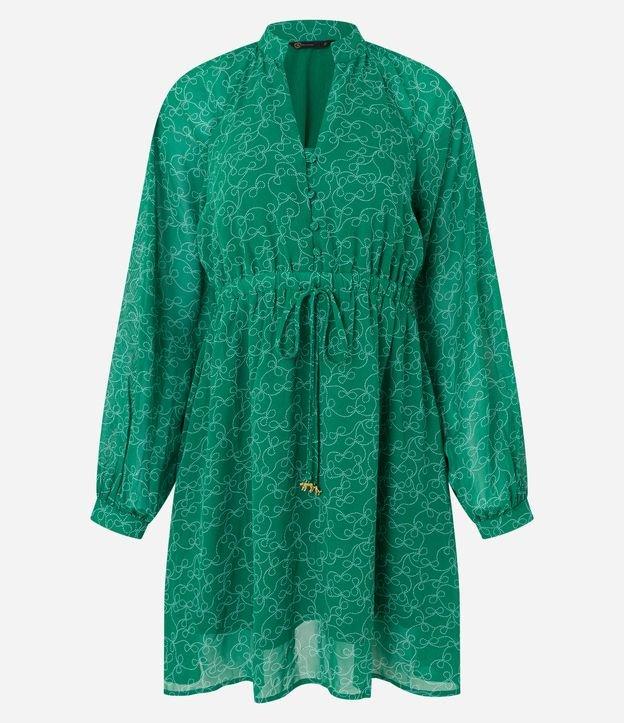 Vestido Curto em Chiffon com Amarração e Estampa Poá Entrelaçado - 1