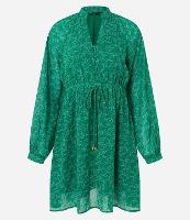 Vestido Curto em Chiffon com Amarração e Estampa Poá Entrelaçado - 1