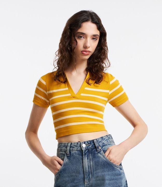 Blusa Cropped Canelada Seamless com Listras - 2