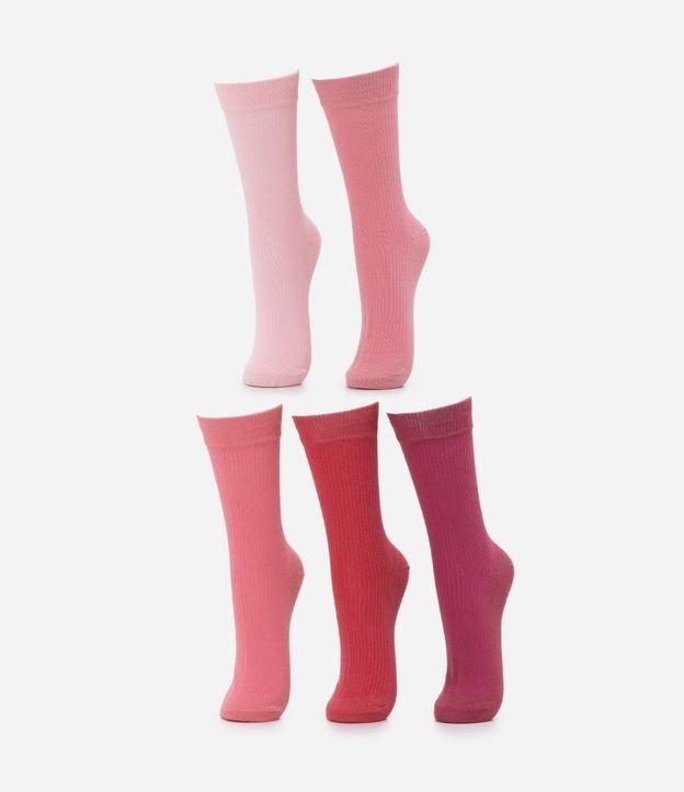 Kit 05 Meias Cano Alto Caneladas e sem Costura - 1