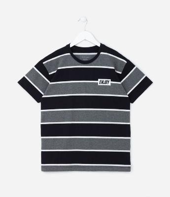 Camiseta Over Infantil com Estampa Listrada - Tam 5 a 14 anos