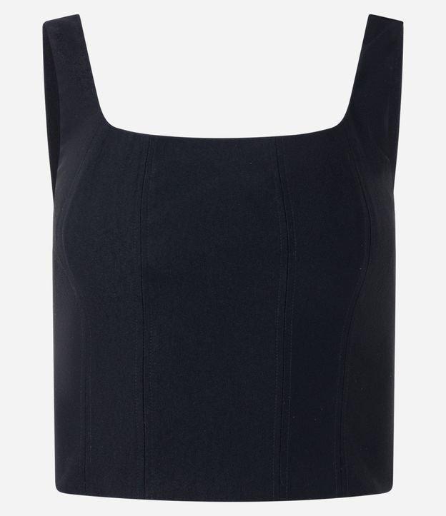 Blusa Cropped em Bengaline com Decote Quadrado - 2