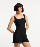 Blusa Cropped em Bengaline com Decote Quadrado - 1