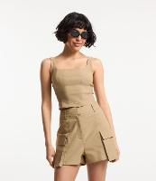 Blusa Cropped em Bengaline com Decote Quadrado - 1