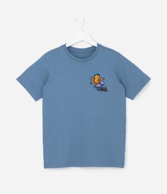 Camiseta Infantil com Estampa Frente e Costas Garfield- Tam 5 a 14 anos