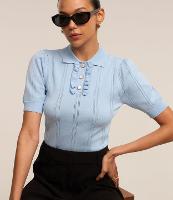 Blusa em Viscose com Gola Lapela e Detalhe Frufru na Gola - 1