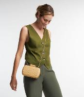 Bolsa Transversal Pequena em Palha com Alça em Corrente - 1