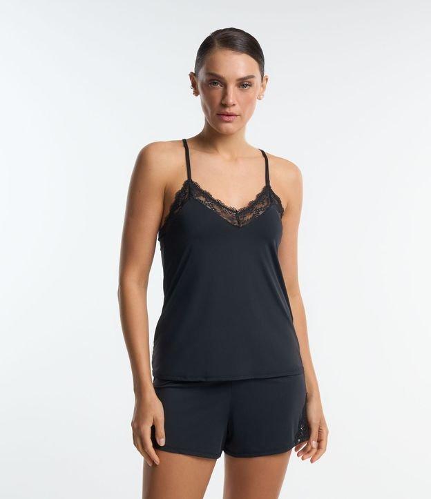 Pijama Short Doll com Detalhes em Renda - 1