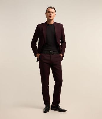 Calça Social em Tricoline com Textura Sarjada