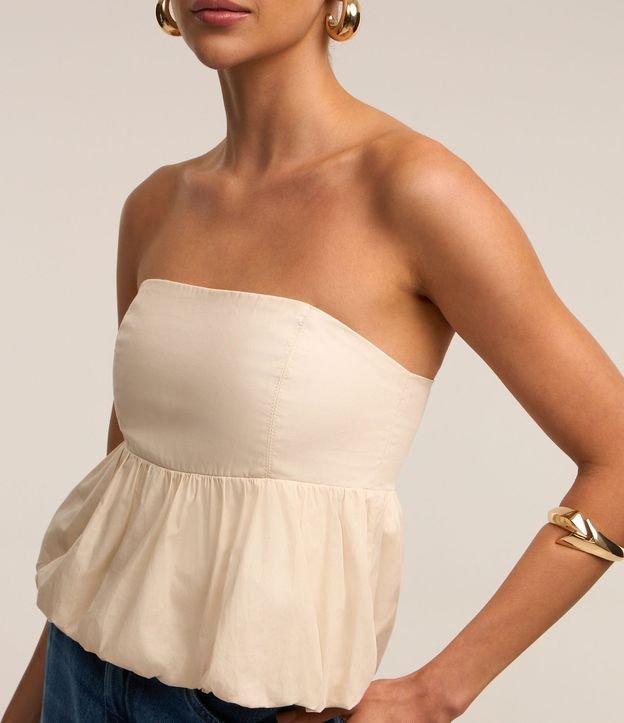 Blusa Balonê Tomara que Caia em Tricoline com Lastex nas Costas - 1