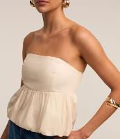 Blusa Balonê Tomara que Caia em Tricoline com Lastex nas Costas - 1