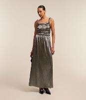 Vestido Midi com Amarração Costas e Efeito Metalizado - 1