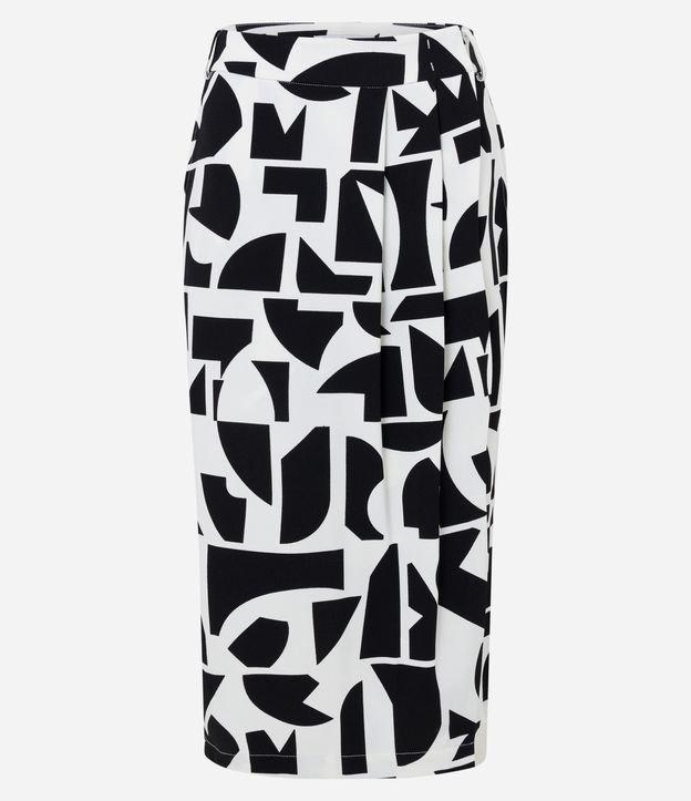 Saia Midi em Crepe com Estampa Abstrata - 2