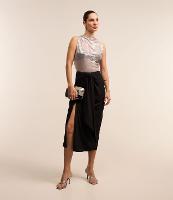 Saia Midi em Crepe com Fenda e Faixa Assimétrica - 3