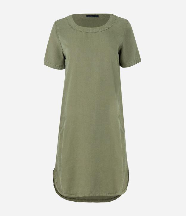 Vestido Curto em Sarja com Barra Arrendondada - 1