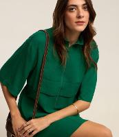 Vestido em Viscolinho com Zíper Frontal e Golinha Alta - 1