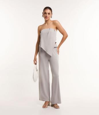 Calça Fluída em Moletom com Amarração no Cós