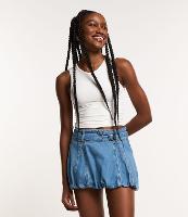 Saia Balonê Curta em Jeans Destroyer com 02 Cintos - 2