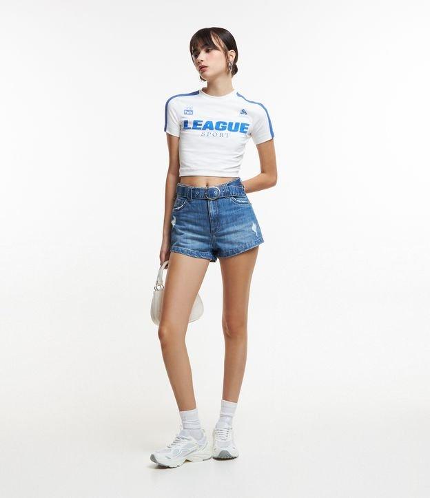 Short Cintura Alta em Jeans com Cinto Fivela Redonda - 1