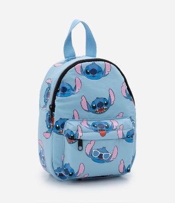 Mochila Infantil com Bolsinho Frontal e Estampa do Stitch - Tam U