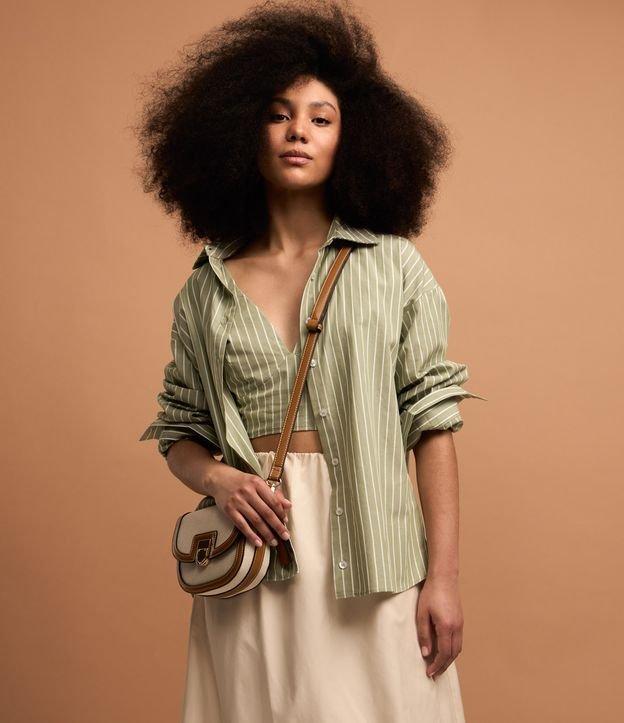 Camisa Alongada em Tricoline com Listras em Fio Tinto - 2