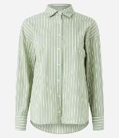 Camisa Alongada em Tricoline com Listras em Fio Tinto - 1