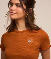 Blusa T-Shirt em Algodão com Bordado e Frufru - 1