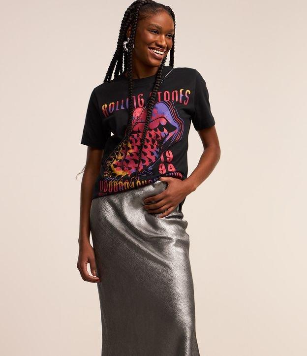 Saia New Midi em Cetim Metalizado e Efeito Manchado - 1