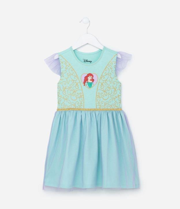 Camisola Infantil com Detalhes em Tule e Estampa da Ariel - Tam 2 a 6 anos - 1